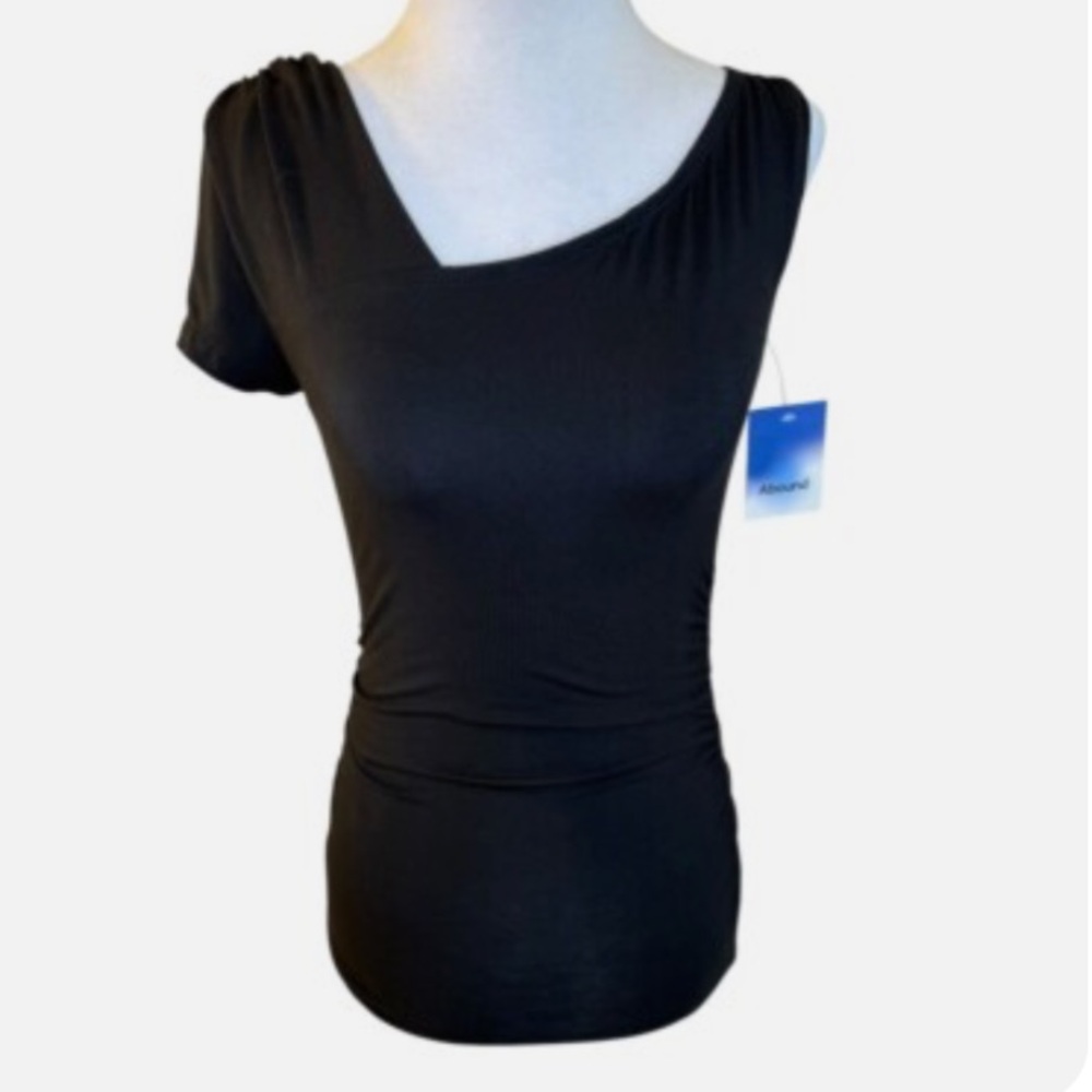 NWT Abound Elegant Black Asymmetrical Rouched Top